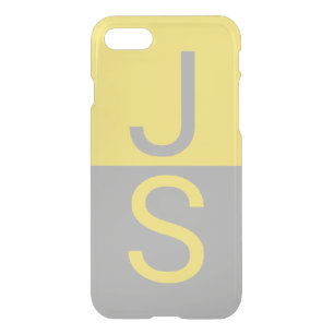 Yellow & Grey Modern Initials Monogram iPhone SE/8/7 Case