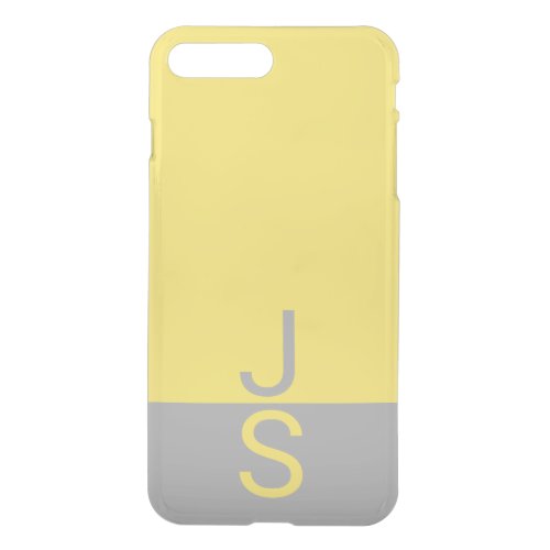 Yellow  Grey Modern Initials Monogram iPhone 8 Plus7 Plus Case