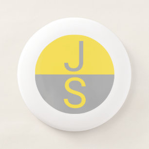 Yellow & Grey Modern Initials Monogram Wham-O Frisbee