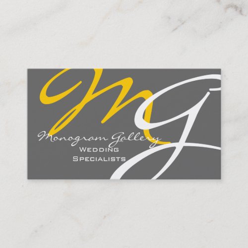 Yellow Grey Modern Monogram Business Card Template