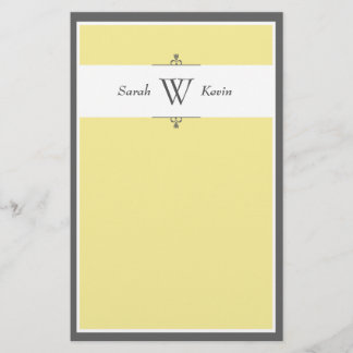 Yellow & Grey Monogram stationery