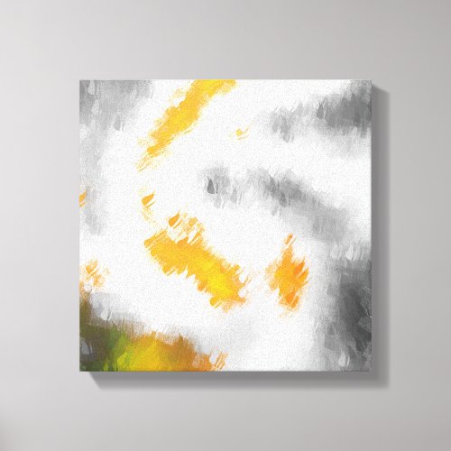 Yellow grey orange green white black abstract pic canvas print