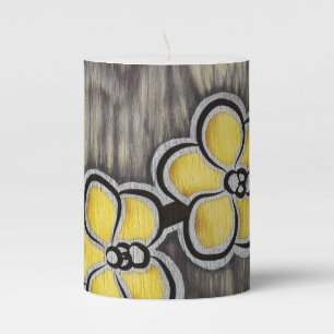 Yellow Grey Orchid Pillar Candle