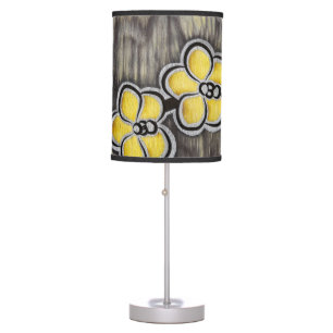 Yellow Grey Orchid Table Lamp
