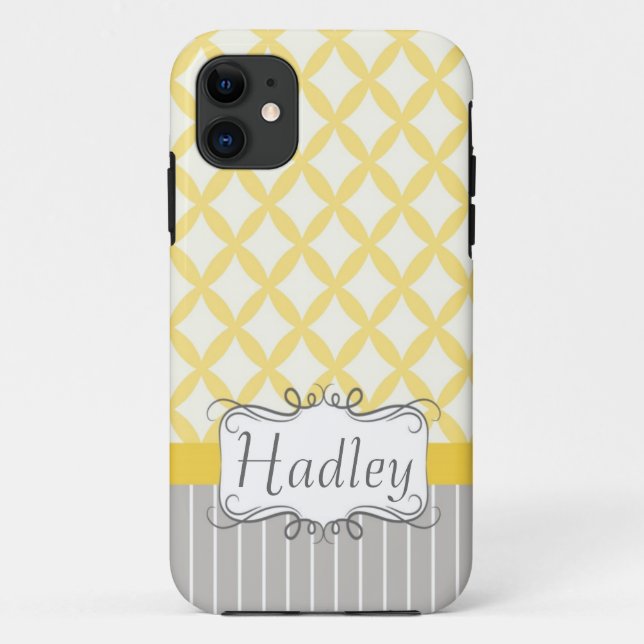 Yellow Grey Personalized Modern Iphone phone case (Back)