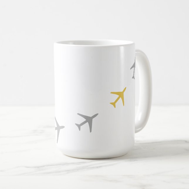 Yellow Grey Planes Airplanes Aviation Fly Airways Coffee Mug (Front Right)