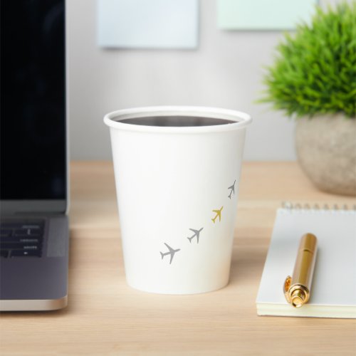 Yellow Grey Planes Airplanes Aviation Fly Airways Paper Cups