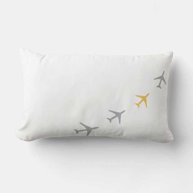 Yellow Grey Planes Airplanes Aviation Fly Cushion (Front)