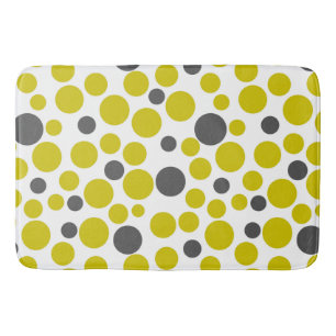 yellow grey polka dots on a white background bath mat