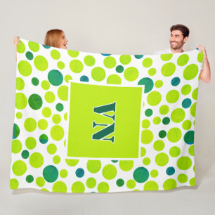 yellow grey polka dots on a white background fleece blanket