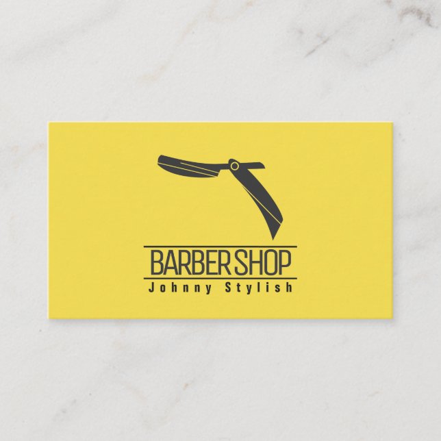 Yellow grey razor cover business card (Front)