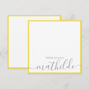 Yellow Grey Script Personal Stationery Note Card
