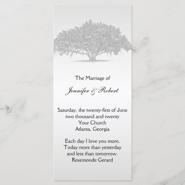 Yellow Grey Silver Mossy Oak Wedding Program (Front)