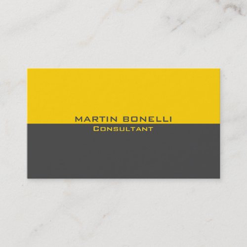 Yellow Grey Special Unique Plain Clean Business Card