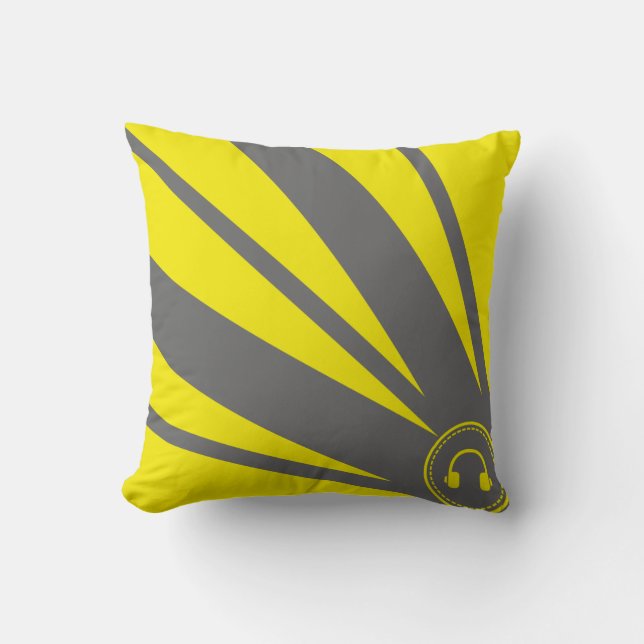 Yellow & Grey Striped Pillow (Front)
