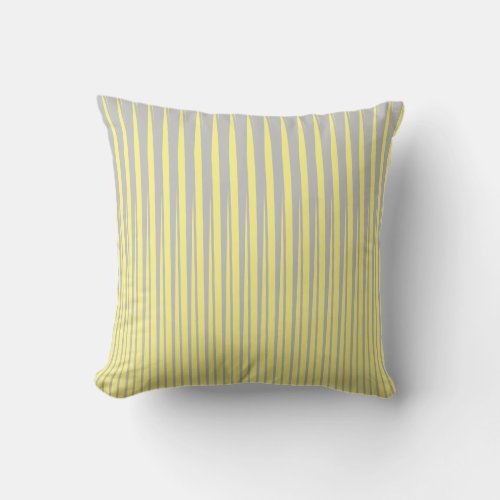 Yellow Grey Stripes Pattern Ombre Modern Pretty Throw Pillow
