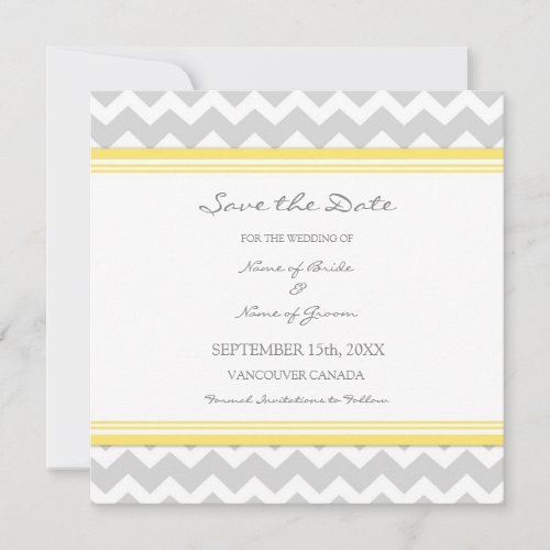 Yellow Grey Wedding Save the Date Card