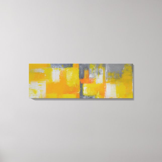 yellow grey white abstract art painting canvas print (Front)