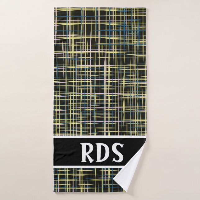 Yellow Grid Lines Art Pattern Bath Towel (Bath Towel)