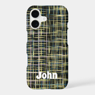 Yellow Grid Lines Art Pattern iPhone 17 Case