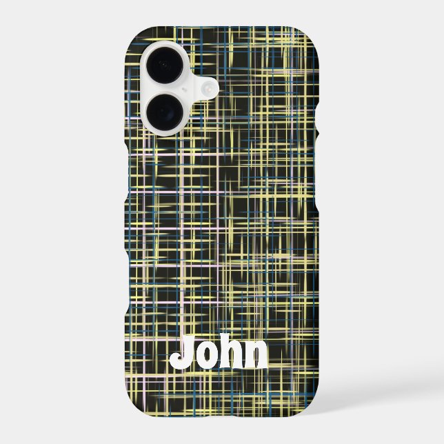 Yellow Grid Lines Art Pattern iPhone Case (Back)