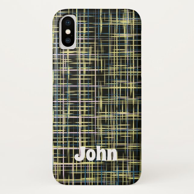 Yellow Grid Lines Art Pattern iPhone Case-Mate iPhone Case (Back)