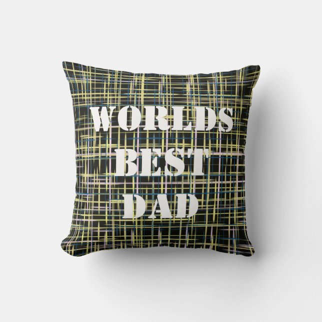 Yellow Grid Lines Art Pattern Worlds Best Throw Pillow (Front)