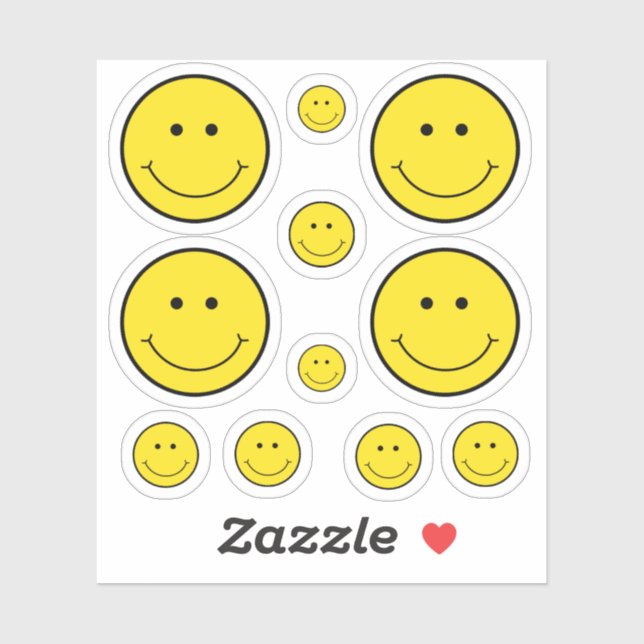 Yellow Grinning Smile Face Sticker (Sheet)