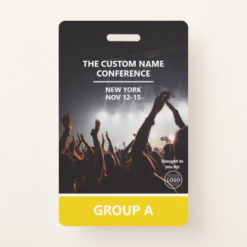 Yellow Group Conference QR Code Custom Access Pass Badge