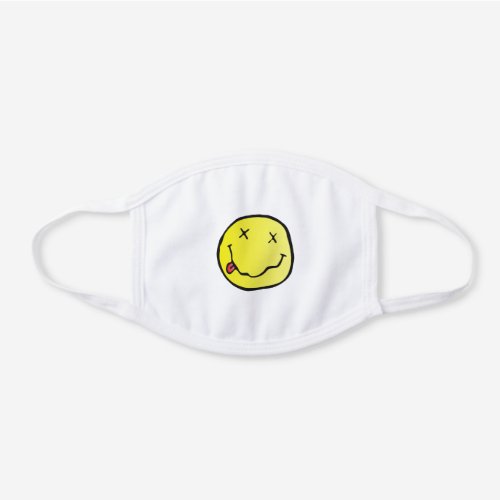 yellow grunge emoji white cotton face mask