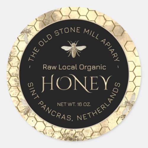  Yellow Grunge Honeycomb Honey Label Vintage Bee