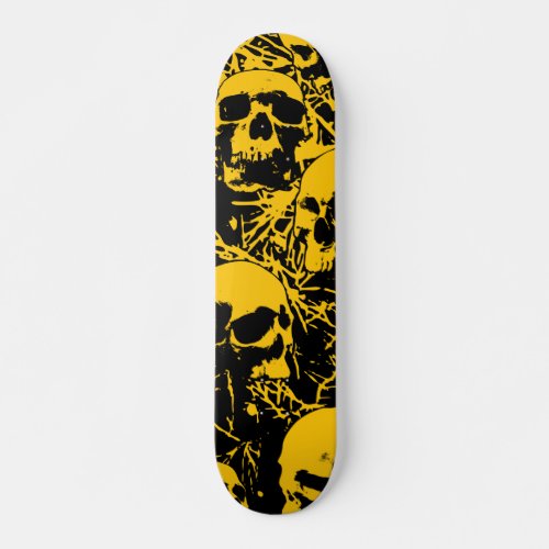 Yellow Grunge Skulls Skateboard