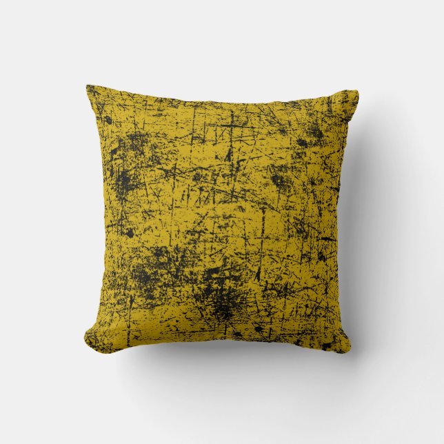 Yellow Grunge Throw Pillow (Front)