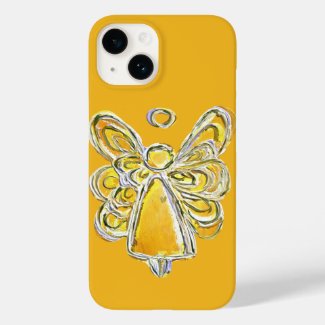 Yellow Guardian Angel Art Custom iPhone Case