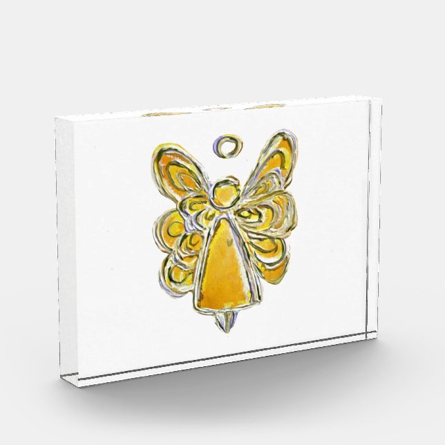 Yellow Guardian Angel Art Paperweight Award (Left)