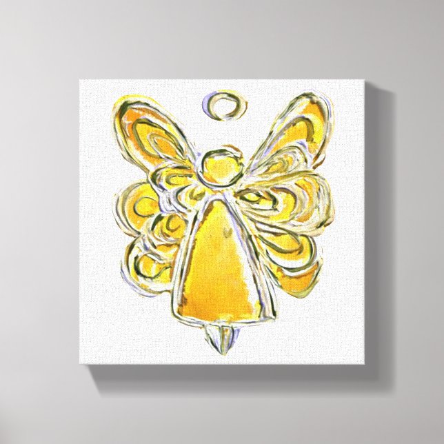 Yellow Guardian Angel Art Wrapped Canvas Painting (Front)