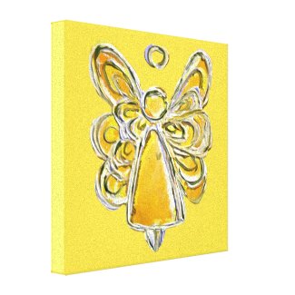 Yellow Guardian Angel Art Wrapped Canvas Painting
