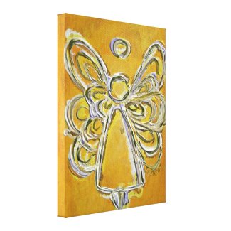 Yellow Guardian Angel Art Wrapped Canvas Painting