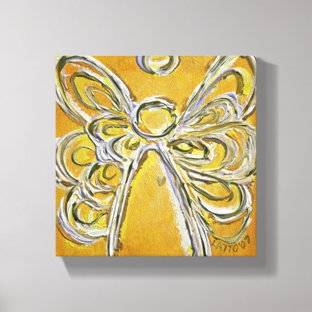 Yellow Guardian Angel Art Wrapped Canvas Painting Print (Front)