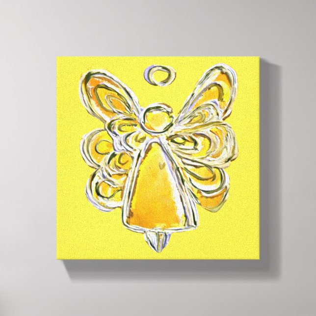 Yellow Guardian Angel Art Wrapped Canvas Painting Print (Front)