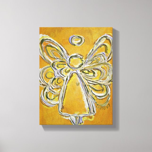 Yellow Guardian Angel Art Wrapped Canvas Painting Print (Front)