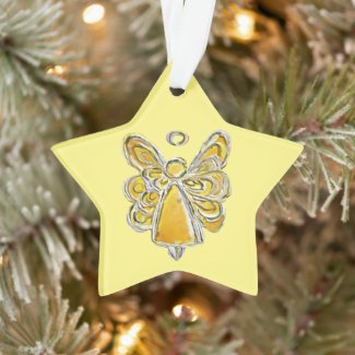 Yellow Guardian Angel Christmas Ornament Pendant 