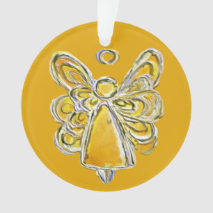 Yellow Guardian Angel Christmas Pendant Ornament