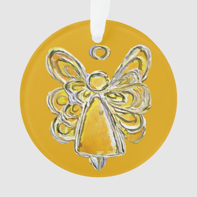 Yellow Guardian Angel Christmas Pendant Ornament (Front)