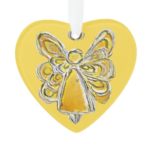 Yellow Guardian Angel Christmas Pendant Ornament
