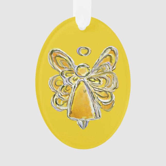 Yellow Guardian Angel Christmas Pendant Ornaments (Front)