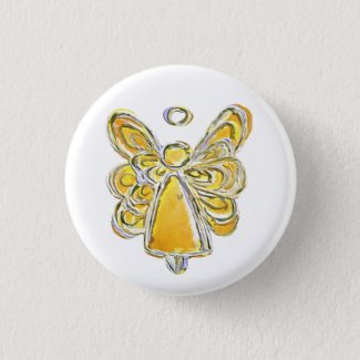 Yellow Guardian Angel Custom Holiday Pin Button
