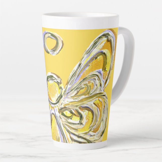 Yellow Guardian Angel Custom Latte Coffee Cup Mugs (Right Angle)