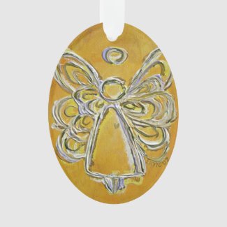 Yellow Guardian Angel Gift Holiday Ornament