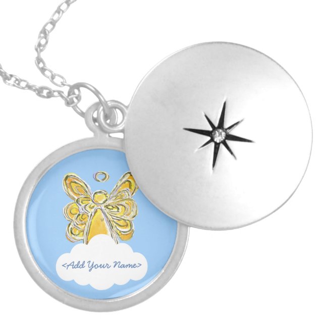 Yellow Guardian Angel Series Cloud Custom Locket (Front)